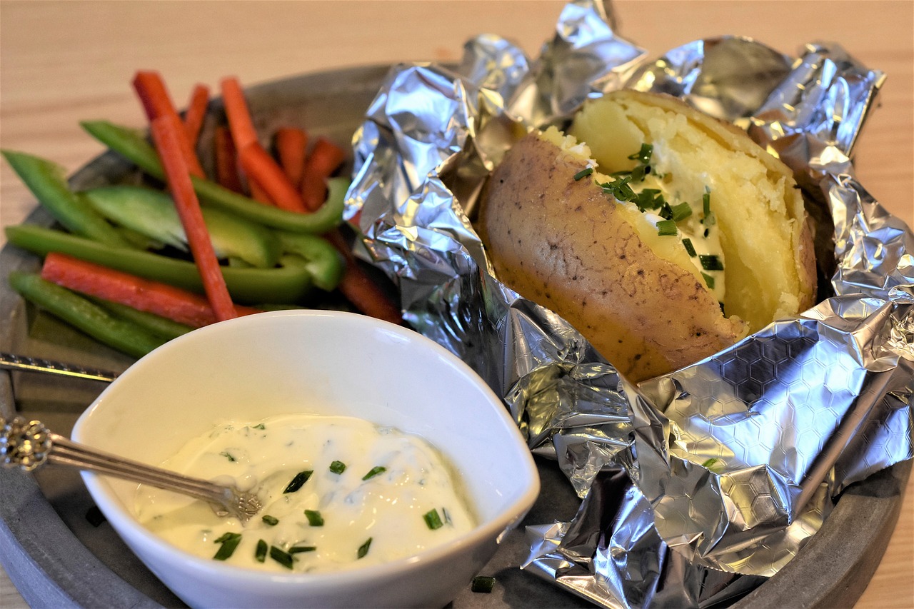 Soft Baked Potato with Cottage Cheese and Chives